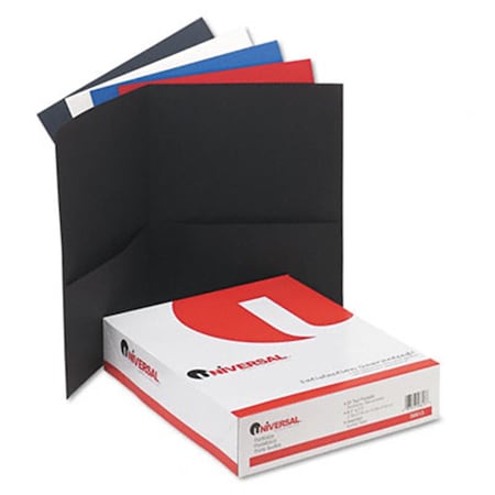 Universal Battery Universal Two-Pocket Portfolio Embossed Leather Grain Paper Assorted Colors UN33127